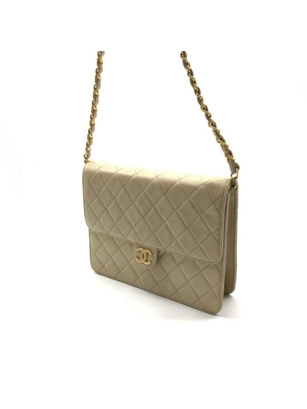 Chanel Quilted Shoulder Bag Chain Gold Beige - Picture 2 of 10